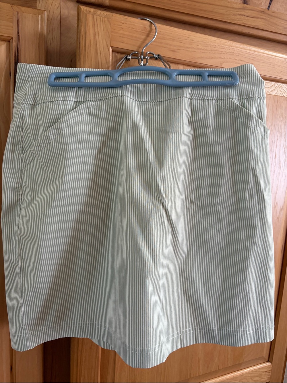 Mario Serrani Light Sage and White Pinstripe Skirt